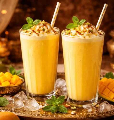 Mango Lassi served at Tajnuma, Agra