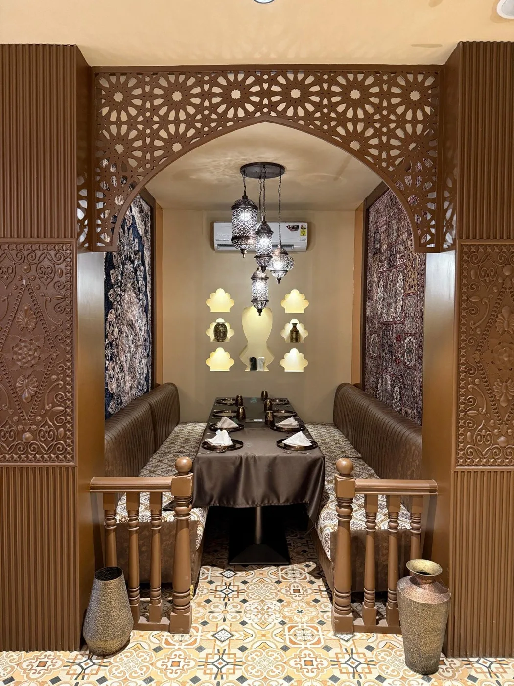 Dining room at Tajnuma, a restaurant near the Taj Mahal in Agra
